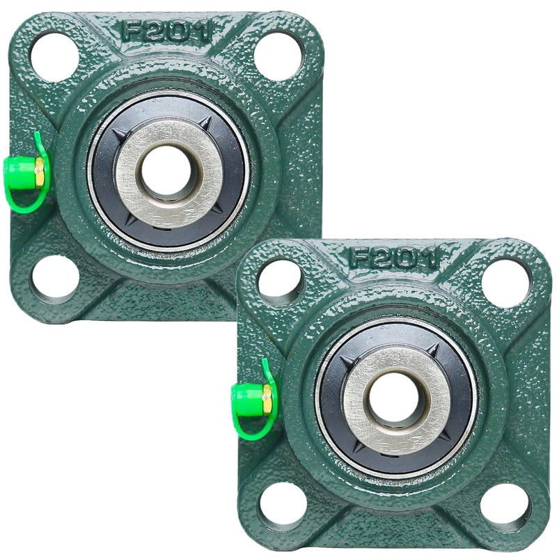 SACKORANGE 2 Pack UCF201-8 Pillow Block Bearing - Square Flange Mounted Pillow Block Bearings - Bearing Steel Bearings with 1/2" Bore - Self Alignment, Solid Cast Iron Base - Image 1